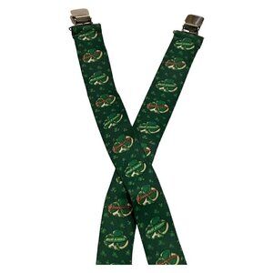 Budweiser Lucky Shamrock Green Suspenders Wide St Paddy Day Bud Light 1.5 In